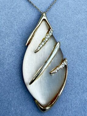 Alexis Bittar Women Gold Tone Lucite Crystal Statement Pendant Necklace